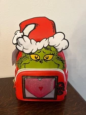Loungefly Dr Seuss Santa Grinch Lenticular Heart Cosplay Mini Backpack