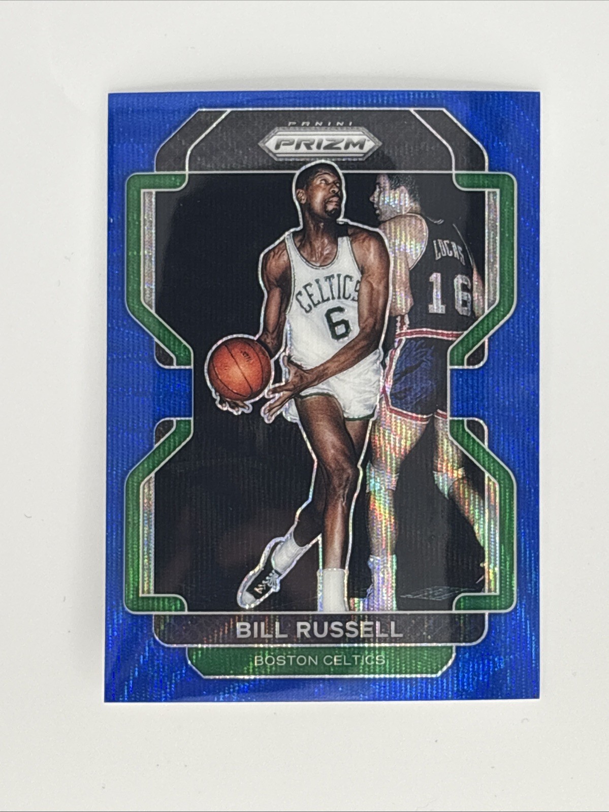 2021-22 Panini Prizm #254 Bill Russell Blue Wave - Boston Celtics