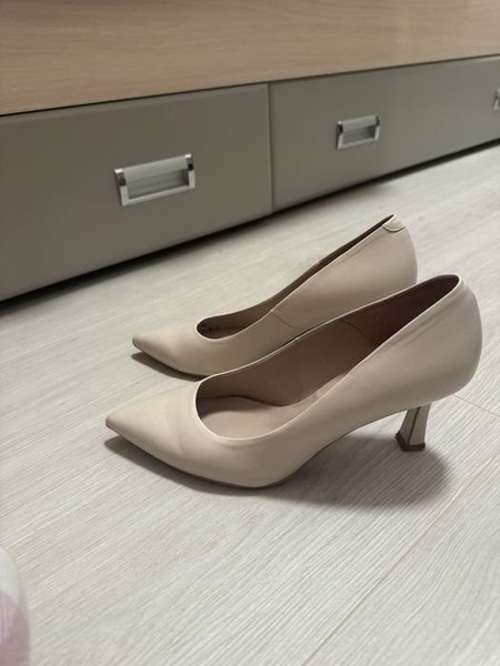 Women Heels Beige Leather 38 #BKE6