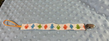 Handmade Baby Pacifier Holder Clip Ribbon - Robots