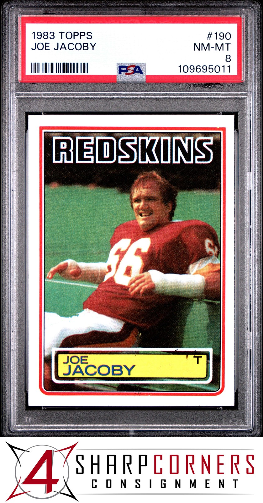 1983 TOPPS #190 JOE JACOBY RC REDSKINS PSA 8