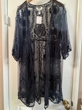 NWT LC Lauren Conrad Black Lace Kimono Cardigan One Size Sheer Boho 40  