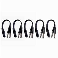 5 Pack 1/4" TS Female to Dual 1/4" TS Male Mono Y Splitter Adapter Cable