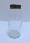 Vintage Horlick's Maltred Milk Embossed Clear Glass 7" Jar Racine - Wis
