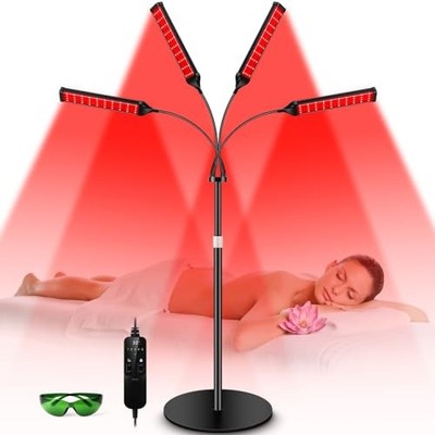 VICONOR RED LIGHT THERAPY LAMP 4 HEAD INFRARED LIGHT THERAPY - BLACK