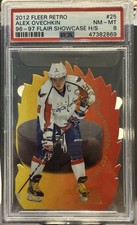 2012 Fleer Retro Hot Shots ALEX OVECHKIN 25 Flair Showcase Hockey Die Cut PSA 8