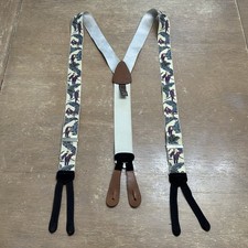 Trafalger Limited Edition Paradise Birds Silk Suspenders Y-Back Leather Ends VGC
