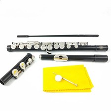 Flute 16 Close Holes C Keys Cupronickel Plated Black Flute With E Key MFL-607