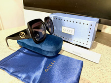 Gucci GG0053S 001 Women's Oversized Square Sunglasses Black Frame Tinted 140