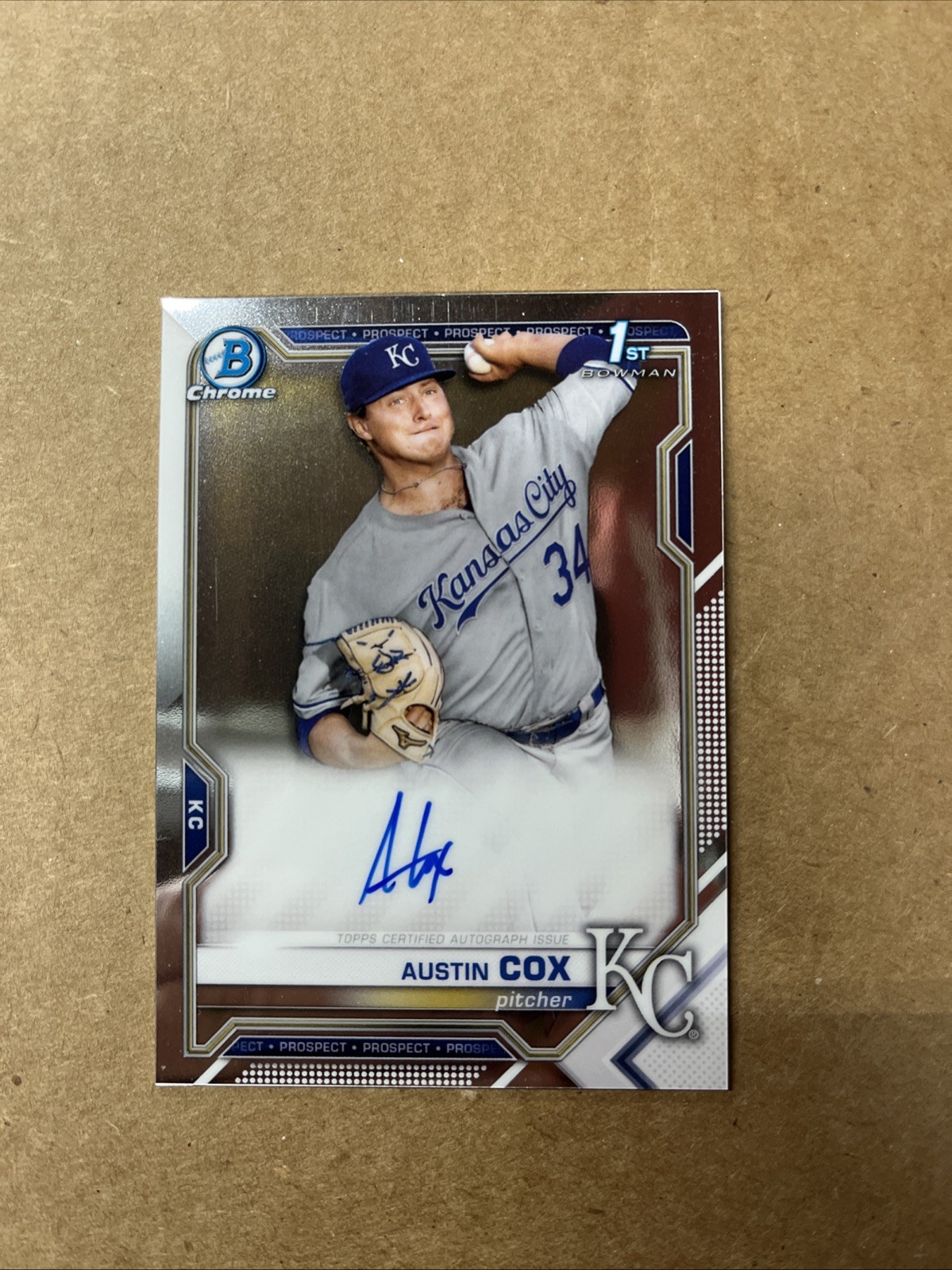 2021 Bowman - Chrome Prospects Autographs Austin Cox #CPA-AC (AU, RC) Royals MLB