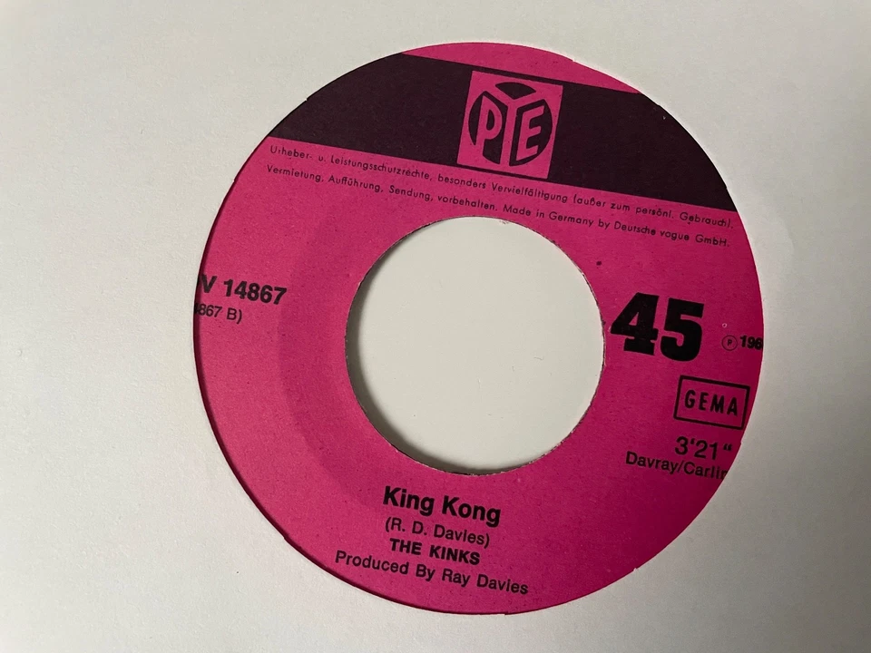 The Kinks : 1969 German Pye Records PS 45: Plastic Man / King Kong _NM / EX - Image 3 of 4