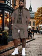 Men s Outfit 2 Piece Set Shirt  Shorts Set - Available Sizes 3XL BIG
