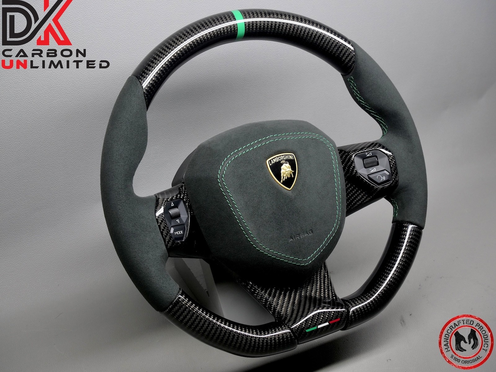 Lamborghini Aventador LP700 LP750 Green Ring Alcantara Carbon Steering Wheel v4