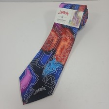 J. JERRY GARCIA Untitled Tie New W/ Tags Nectie Abstract Orange Blue Pink 58"x3"