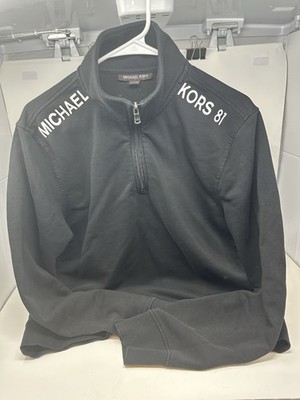 Michael Kors 1/4 Zip Pullover Men Size XL Black Spell Out