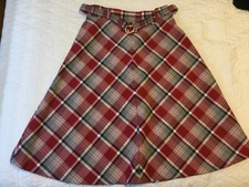 Kmart Vintage Polyester Plaid Belted Skirt 70  s/80  s A-Line Retro Fun size 14