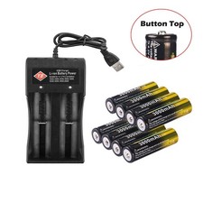 3.7V Rechargeable Button top Li-ion Batteries 3000mAh , 2slot USB Charger lot