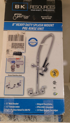 BK  8'' Optiflow BKF-SMPR-WB-G Heavy Duty Splash Mount Pre-Rinse Unit Kitchen