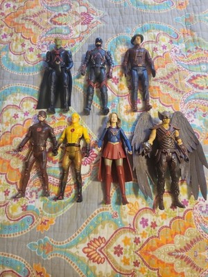 Dc Multiverse Cw Flash Supergirl Hawkman Atom  Manhunter Flash 7 Figure Lot