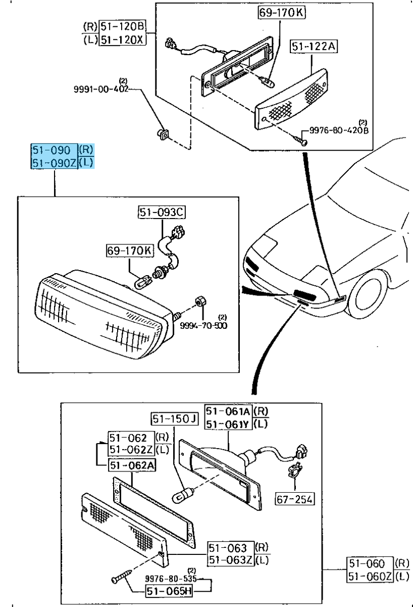 MAZDA RX-7 FC3S Genuine Front Pass Position Lamp Light Flash