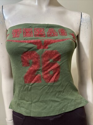 Women s Forest Green Cotton Summer Open Stretch Slim Glitter Size S Blouse Top