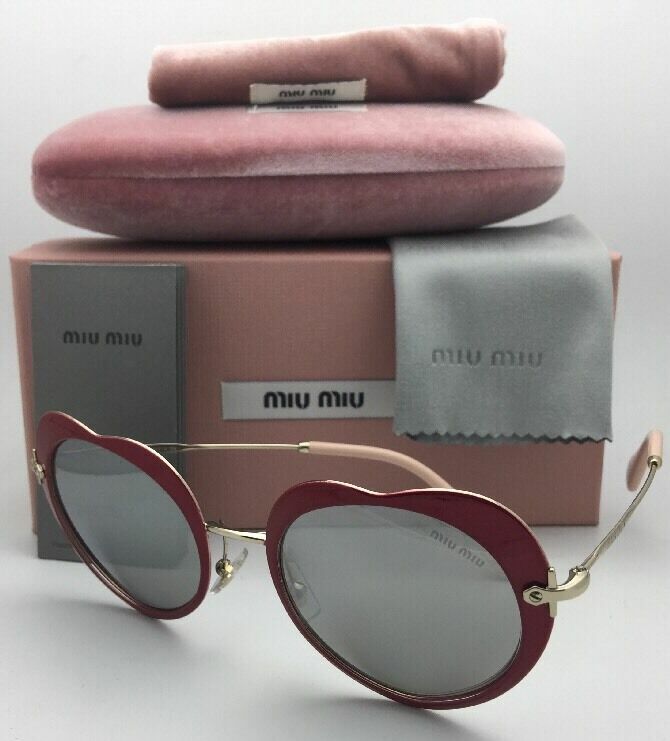 MIU MIU Sunglasses SMU 54R USS-2B0 52-20 Red & Gold Heart Shape w