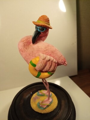 Vintage Pink Flamigo Bird- Living his best life- 6''-Resin