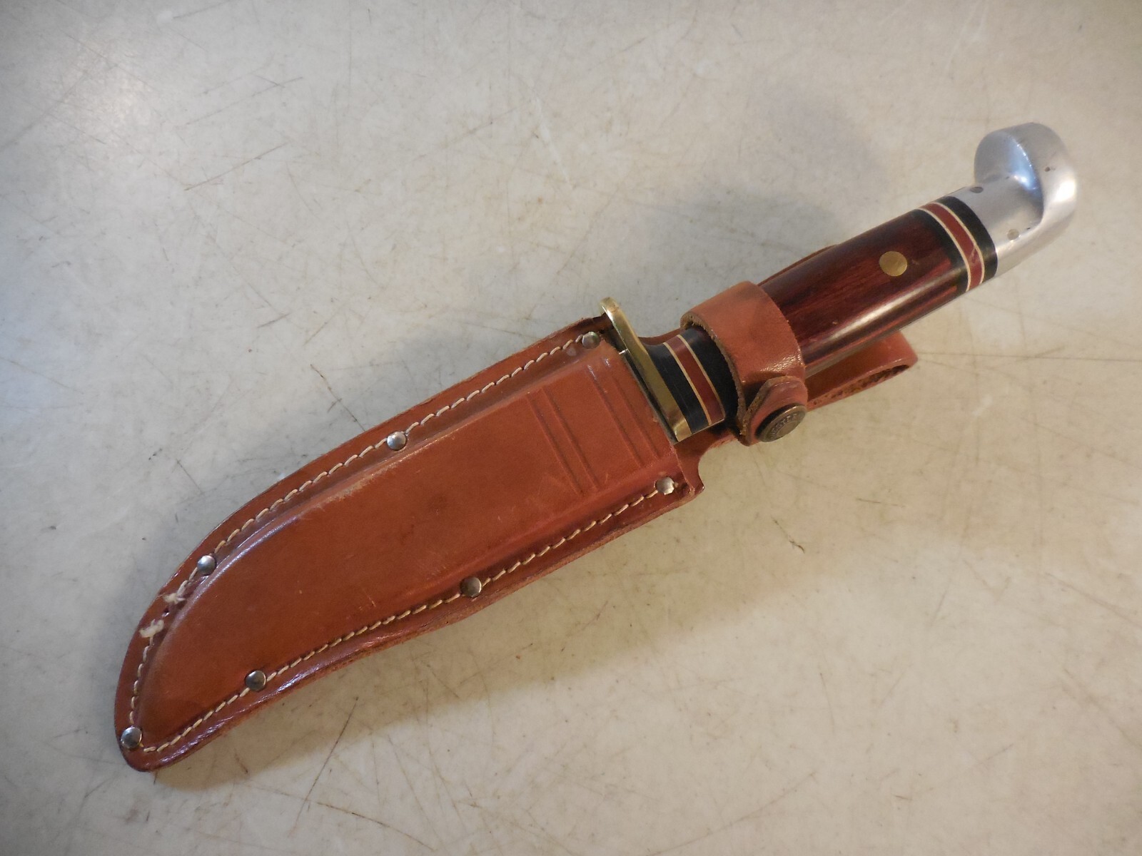 Vtg Western USA Bowie Hunting Knife W36 w/Leather Sheath eBay
