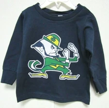 NCAA Notre Dame Fight #29 Leprechaun Logo Navy LS T-shirt Two Feet Ahead #118