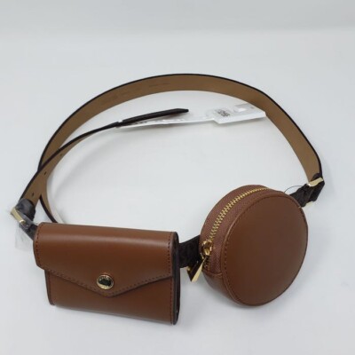 Michael Kors Brown Leather Double-Pouch Belt Bag 556274C 