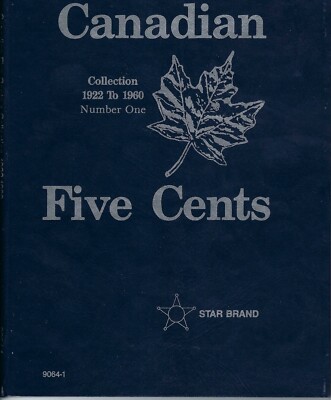 New Star Brand By Whitman # 1 Folder for all Canada 5 Cents Coins 1922-1960!