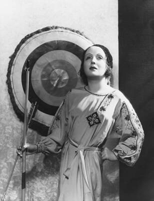 Actress Dita Parlo Standing At Archery Target 1931 OLD MOVIE PHOTO
