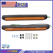 2X Amber 15LED Car Truck DRL Light Bar Brake Rear Turn Signal Tail Strip Yellow