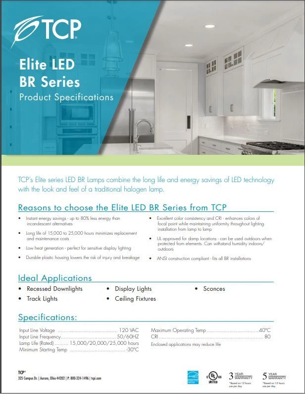 14W BR40 2700K Warm White Dimming LED Light Bulb Equal 85W TCP L85BR40D2527K NEW - Image 2 of 4