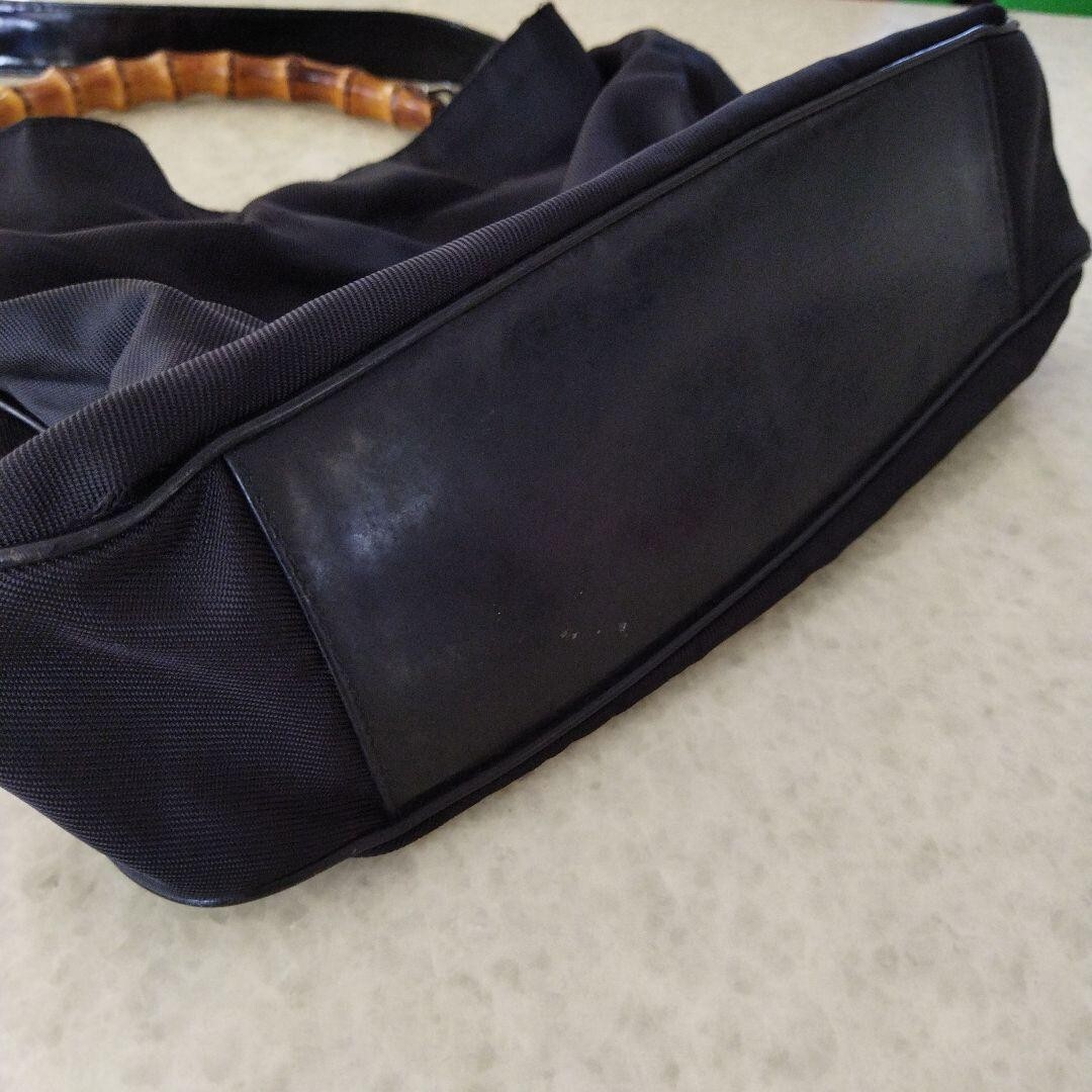 GUCCI Bamboo Handbag Tote Bag Shoulder Bag 2way Nylon Black