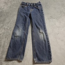 Polo Ralph Lauren Pants Boys 6 Blue Denim Straight Wide Leg Distressed Casual 