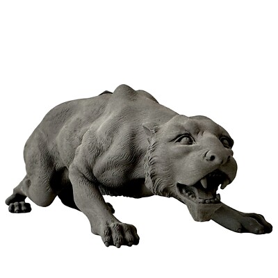 Stehende Tiger Tischskulptur Aus Marmor Rauchfarbe H 12cmx32cm