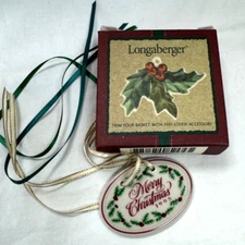 TWO LONGABERGER CHRISTMAS TIE ONS