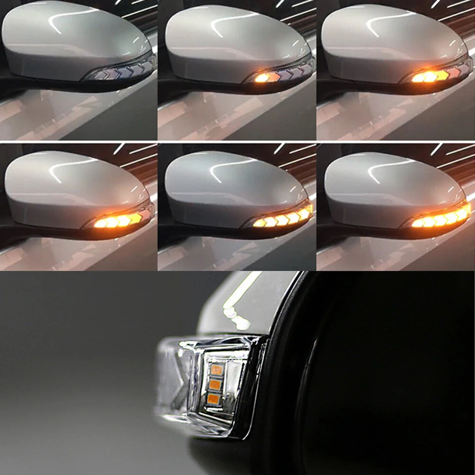 Luces de señal secuencial de espejo retrovisor lateral blanco/ámbar transparente para Toyota Venza Corolla Foto 2 de 4
