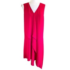 Adrianna Papell Asymmetrical Front Drape Crepe Shift Dress Size 8 Red EUC