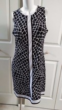 NEW MICHAEL KORS ELEGANT BLACK WHITE ANIMAL PRINT SHIFT DRESS SIZE MEDIUM