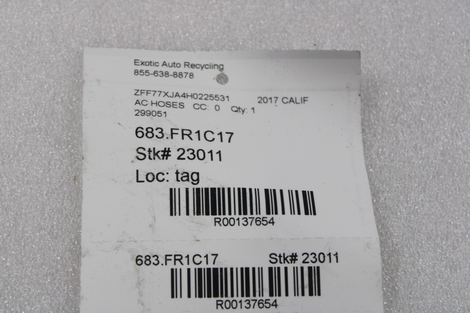 Ferrari California T, AC Compressor to Union line, Used, P/N 299051