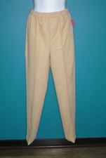 NOS Vtg 70s Haband Double Knit Polyester Elastic Waist Pants Tan Sz S/M