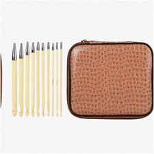 Bamboo Tunisian Crochet Hook Set - 10Pcs Interchangeable Needles for Afghan Weav
