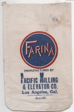 Vintage Cloth Bag with Advertising for Farina Pacific Milling Co Los Angeles CA