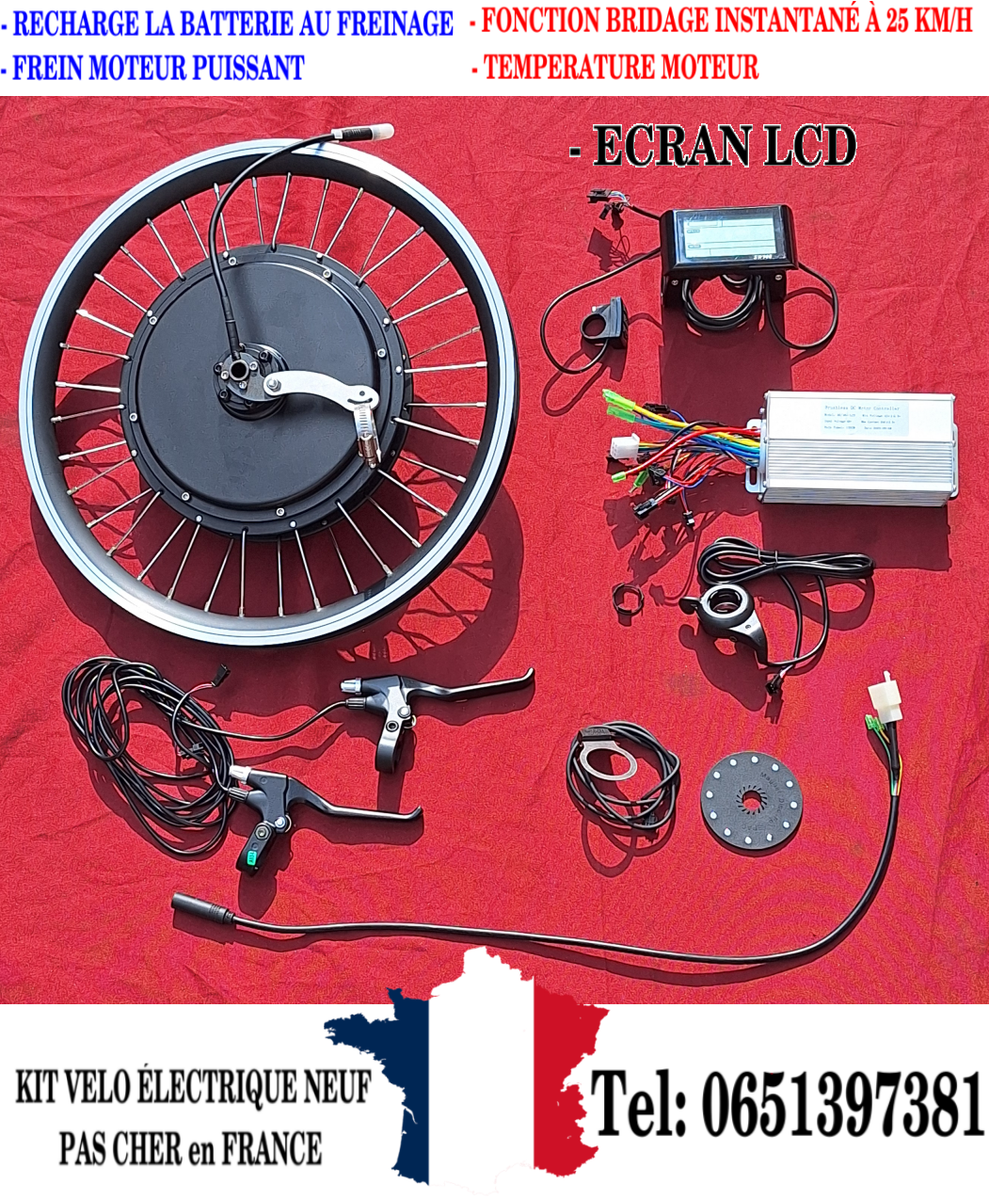 Kit vélo électrique électrique axe traversant 20'' 1000W Régénération