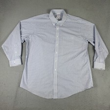 Brooks Brothers Shirt Mens Size 18 Blue Plaid Regent Dress Button Up Long Sleeve