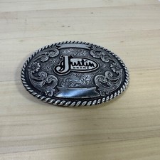JUSTIN BRAND TROPHY FLORAL Silver Metal BELT BUCKLE MADE IN USA