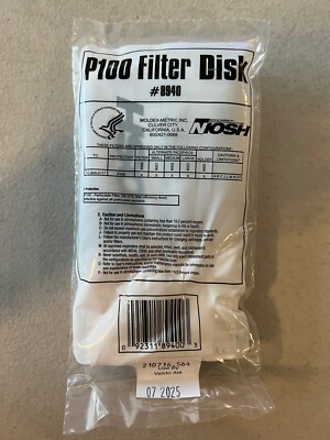 MOLDEX 507-8940 8000 Series P100 Filter Disks, P100, 1 pair