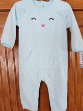 Carter  s  6 Months Baby  One 1 Piece Sleeper  Mint Green White Dots  Face